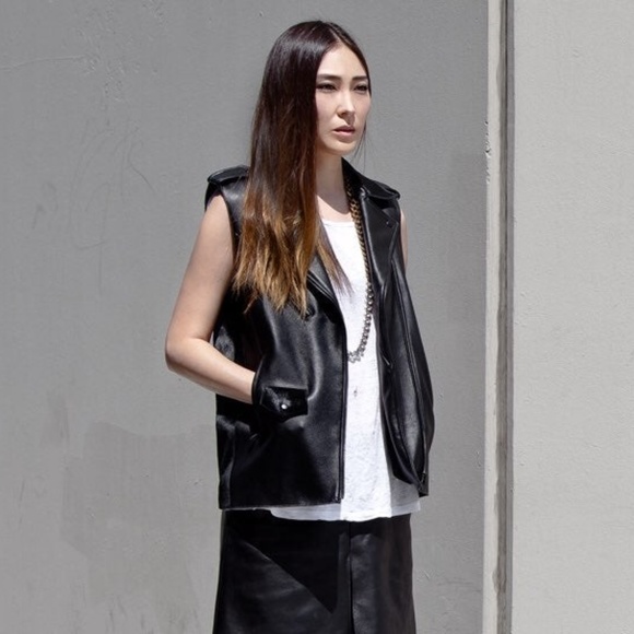 Veda x Stop It Right Now leather moto vest M - Picture 1 of 6